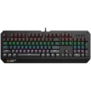 CANYON Hazard GK-6, Wired multimedia gaming keyboard with lighting effect, 108pcs rainbow LED, Numbers 104keys, EN double injection layout, cable length 1.8M, 450.5*163.7*42mm, 0.90kg, color black