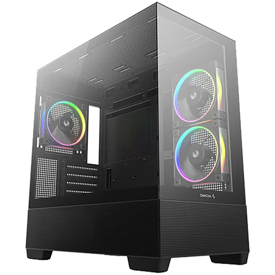 DeepCool CG380-3F, Mid Tower, Mini-ITX/Micro-ATX(Rear Connector), 2xUSB3.0, 1xUSB Type-C, 1xAudio, 3x120mm Pre-Installed ARGB Fans, Tempered Glass, Mesh Panel, Black, R-CG380-BKAGM3-G