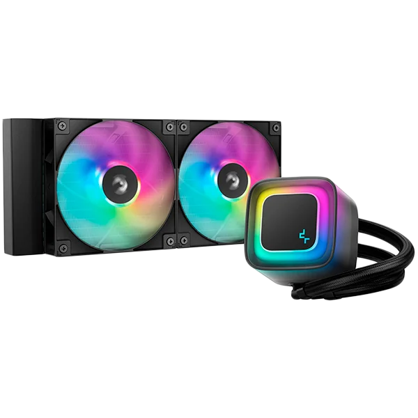 DeepCool LE240 V2, 240mm CPU Liquid Cooler, 2x120mm PWM ARGB Fans, ARGB block, Black, LGA1851/1700/1200/1151/1150/1155, AMD AM5/AM4, R-LE240-BKAMMC-G-2