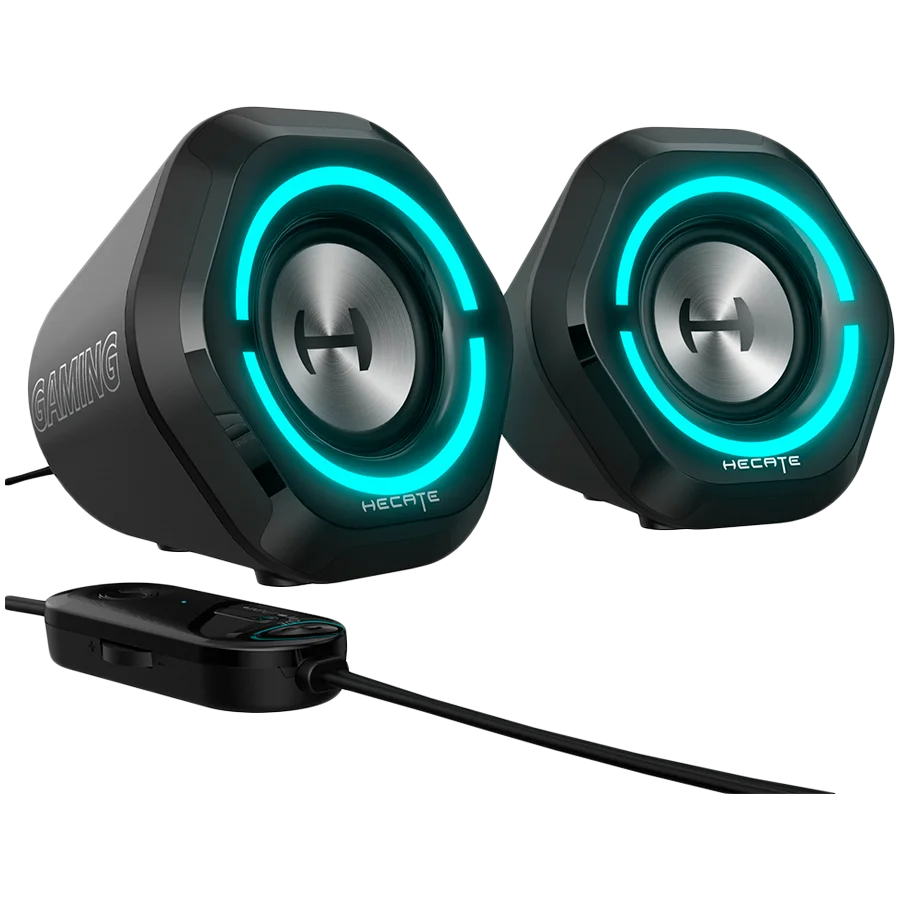 Edifier G1000 2.0 Audio System, BT V5.3, USB, AUX, 2.5-inch Drivers, RGB Lighting, 5W (RMS), Black