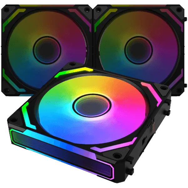 Starlink Ultra, EN40412, 3PCS Black Easy Clip On & Smart Link Fan,ARGB & PWM Cable,Galaxy II Fan Control Box & Remote,Color Box