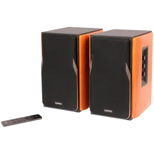 Edifier R1380DB 2.0 Bookshelf Speakers, BT V5.1, Optical, Coaxial, RCA, 1-inch Tweeters, 4-inch Drivers, 42W (RMS), Control Knobs and Remote Control, Brown