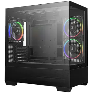 DeepCool CG380-3F, Mid Tower, Mini-ITX/Micro-ATX(Rear Connector), 2xUSB3.0, 1xUSB Type-C, 1xAudio, 3x120mm Pre-Installed ARGB Fans, Tempered Glass, Mesh Panel, Black, R-CG380-BKAGM3-G
