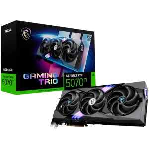 MSI Video Card Nvidia GeForce RTX 5070 TI 16G GAMING TRIO OC, 16GB GDDR7, 256bit, Effective Memory Clock: 28000MHz, Boost: 2580 MHz, 8960 CUDA Cores, PCIe 5.0, 3x DP 2.1b, HDMI 2.1b, Triple Fan, 1x16pin, 750W Recommended PSU, 3Y
