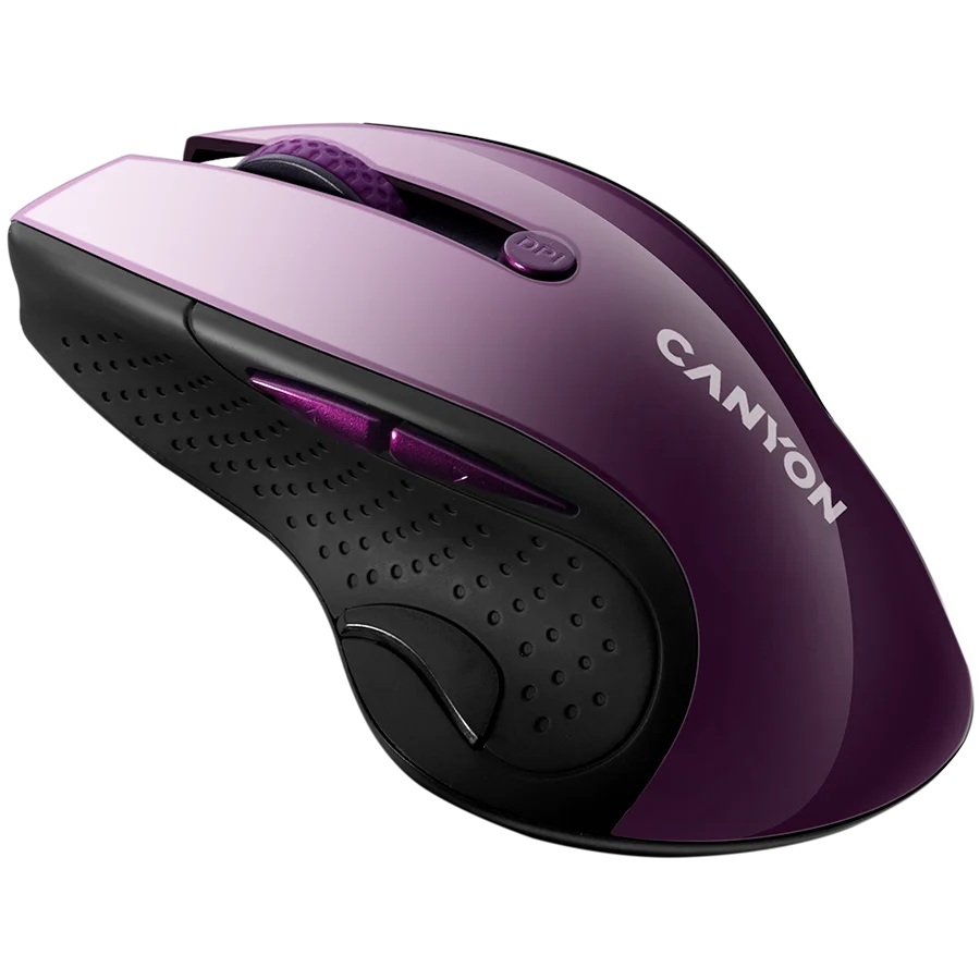 CANYON 2.4Ghz wireless mouse, optical tracking - blue LED, 6 buttons, DPI 1000/1200/1600, Purple pearl glossy