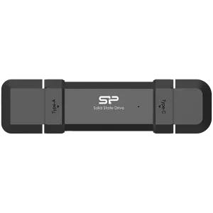 Silicon Power 500GB DS72 Dual USB-C/USB 3.2 Gen 2, Portable External SSD, Steam Deck and iPhone 15 Pro, R/W: up to 1050MB/s; 850MB/s, Black