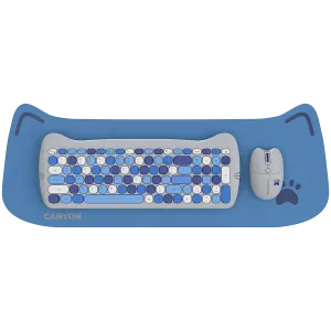 CANYON HSET-W6 EN Keyboard+Mouse Kitty Edition AAA+АА Wireless Blue