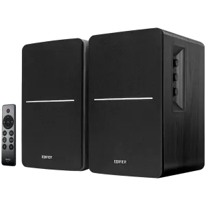 Edifier R1280DBs 2.0 Bookshelf Speakers, BT V5.1, Optical, Coaxial, RCA, 0.5-inch Tweeters, 4-inch Drivers, Sub-Out, 42W (RMS), Control Knobs and Remote Control, Black
