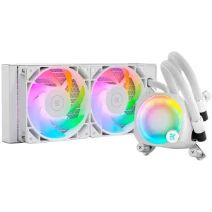 EK-Nucleus AIO CR240 Lux D-RGB - White, 2x EK-FPT FAN 120 D-RGB PWM fans, Rotatable ARGB Pump Top, Intel Sockets LGA: 1150, 1151, 1155, 1156, 1200, 1700, 2011, 2011-3, 2066, AMD Sockets: AM4, AM5, 5 Year Warranty