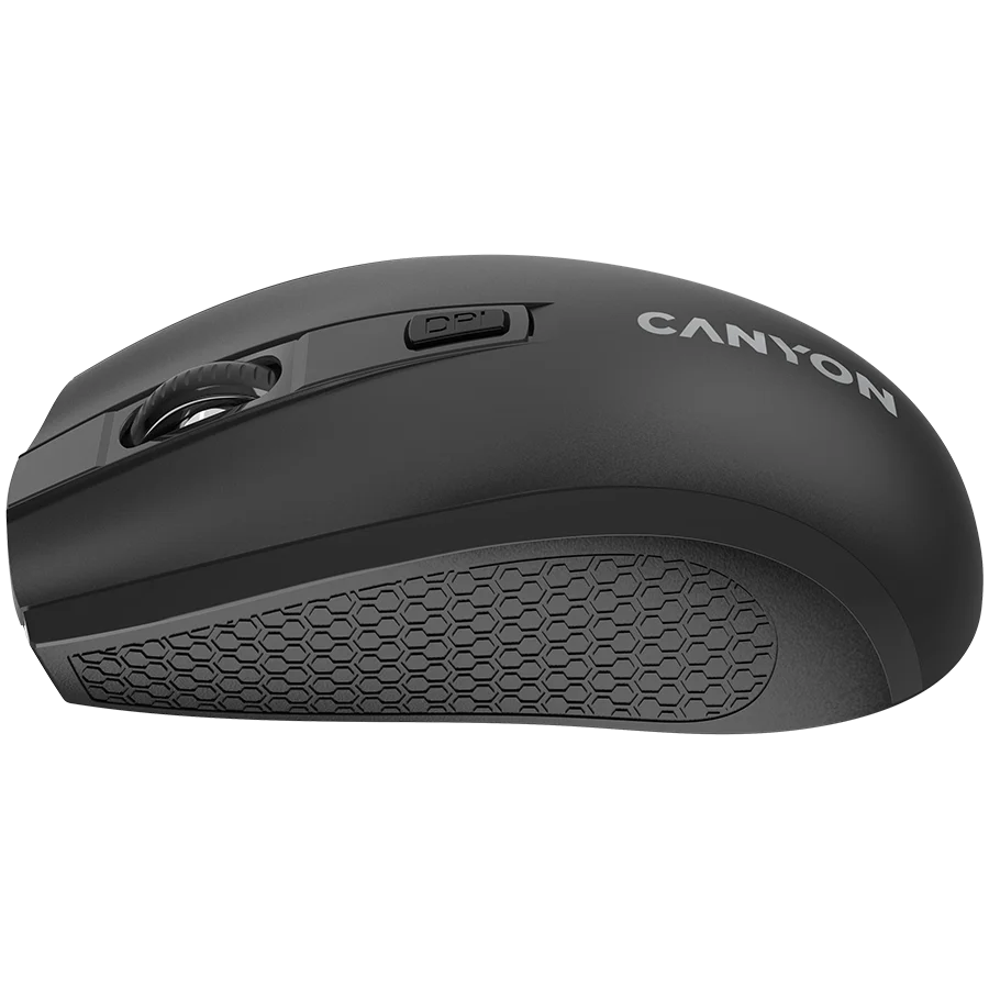CANYON MW-7, 2.4Ghz wireless mouse, 6 buttons, DPI 800/1200/1600, with 1 AA battery ,size 110*60*37mm,58g,black