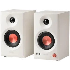Edifier MR3 Active Studio Monitors, BT V5.4, RCA, AUX, 1-inch Tweeters, 3.5-inch Drivers, 36W (RMS), Tone Control Dials, White