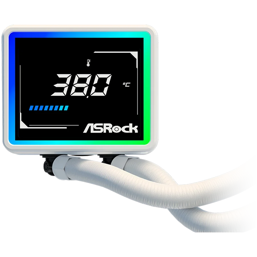 Asrock Challenger White 360 Digital, AiO liquid cooler, ARGB, Digital display, 360 mm radiator, AM5, AM4, LGA1851, LGA1700, 90-ACLA36-WAAGA6, White, 6Y