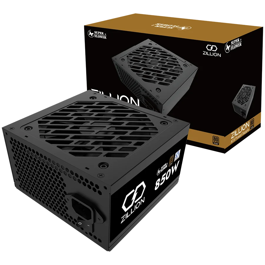 Super Flower Zillion DB Bronze 850W ATX 3.1 80 Plus Bronze, Flat Black Cables, 120mm Fan, 3 Year Warranty