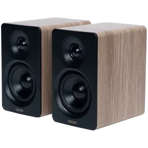 Edifier M60 Bookshelf Speakers, Bluetooth V5.3 (Hi-Res & Hi-Res Wireless), USB-C and 3.5 mm AUX inputs, 1-inch silk-dome tweeters  3-inch long-throw aluminum diaphragm mid-low drivers, 66 W (RMS), touch panel controls, Classic Oak