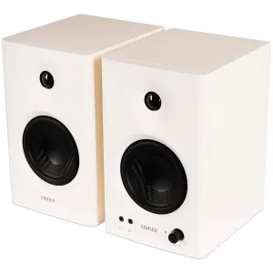 Edifier MR4 Active Studio Monitors, RCA, AUX, TRS, 1-inch Tweeters, 4-inch Woofers, 42W (RMS), Control Knob, White