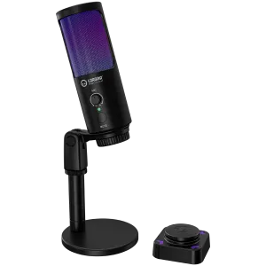 LORGAR SMP40, RGB Microphone with external mute button and metal stand, Black