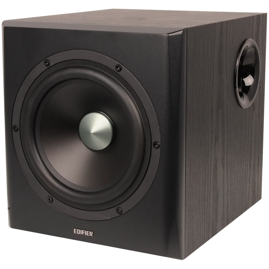 Edifier S351DB 2.1 Audio System, BT V5.1, Optical, Coaxial, RCA, 8-inch Subwoofer, 3.5-inch Drivers, 0.75-inch Tweeters, 150W (RMS), Control Knobs and Remote Control, Black
