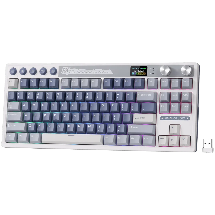 ROYAL KLUDGE RK M87 Ocean Blue Gaming Keyboard Cream switch ROYAL KLUDGE RK M87 Ocean Blue Gaming Keyboard Cream switch