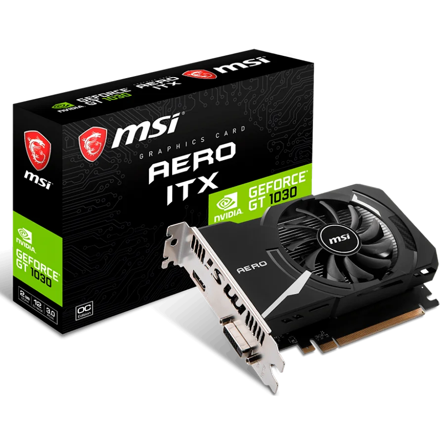 MSI Video Card NVidia GT 1030 AERO ITX 2GD4 OC (2G GDDR4 ,HDMI,  DVI) retail