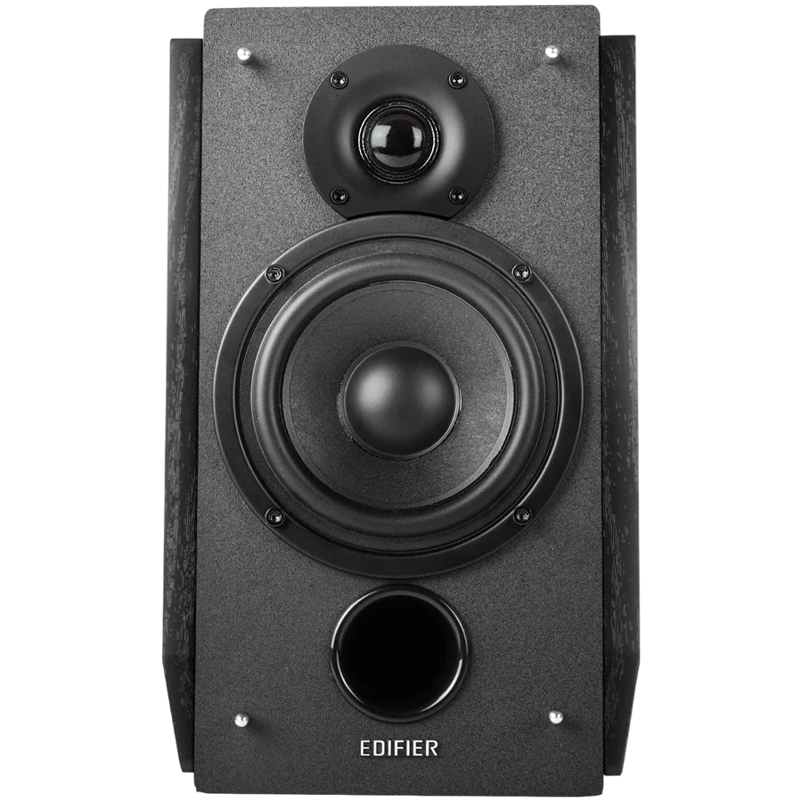 Edifier R1855DB 2.0 Bookshelf Speakers, BT V5.1, Optical, Coaxial, RCA, 0.75-inch Tweeters, 4-inch Drivers, Sub-Out, 70W (RMS), Control Knobs and Remote Control, Matte Black