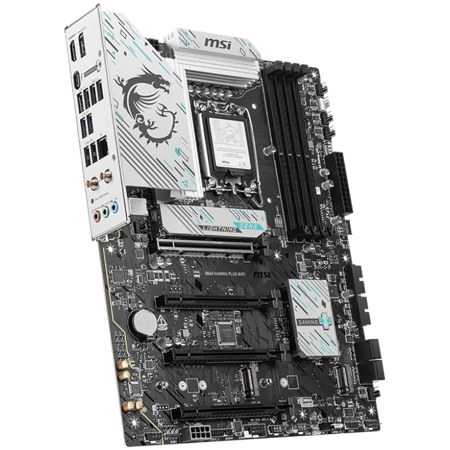 MSI PRO B860 GAMING PLUS WIFI, ATX, LGA 1851, 4x DDR5 Dual Channel DDR5 up to 8600(OC)MHz, 4x PCIe x16 slot, 3x M.2 slot, 4x USB 2.0, 2x USB 5Gbps, 2x USB 10Gbps, 1x USB 40Gbps Type-C, HDMI, DP, 7.1 HD Audio, 5G LAN, WiFi, BT, 3Y