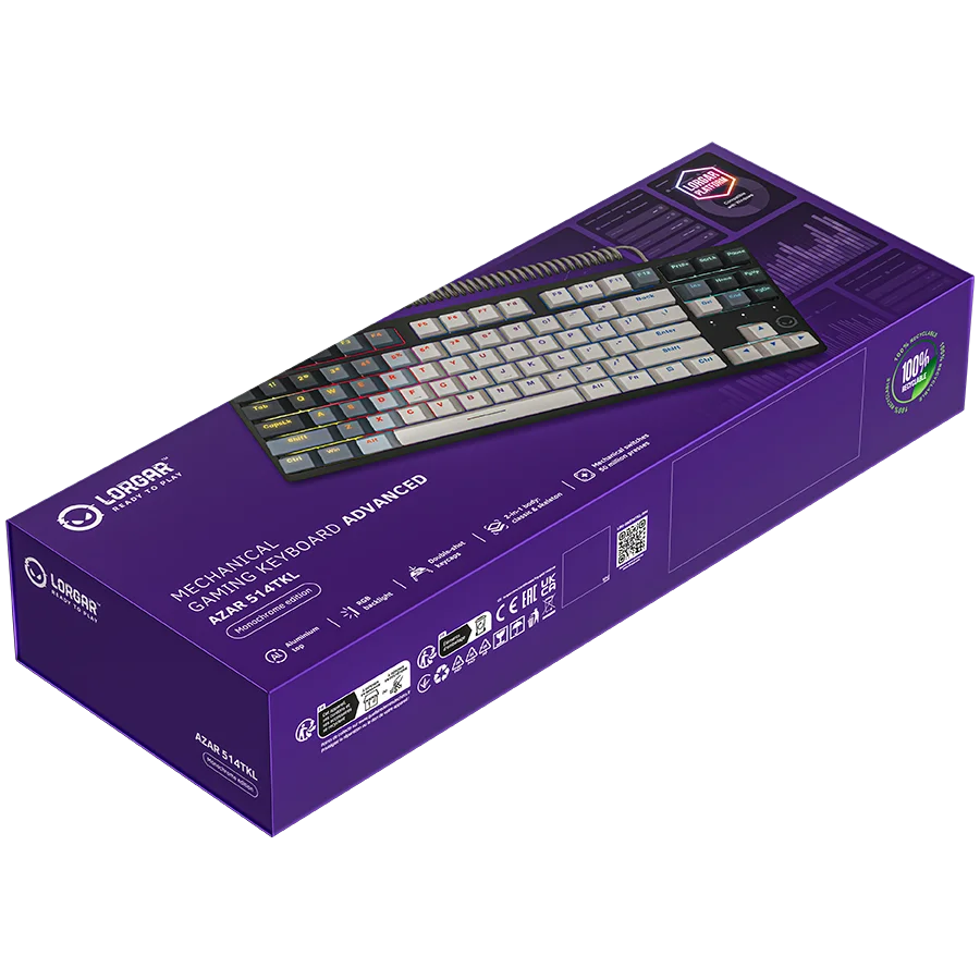 LORGAR Azar 514TKL, Wired RGB mechanical gaming keyboard, white, EN layout