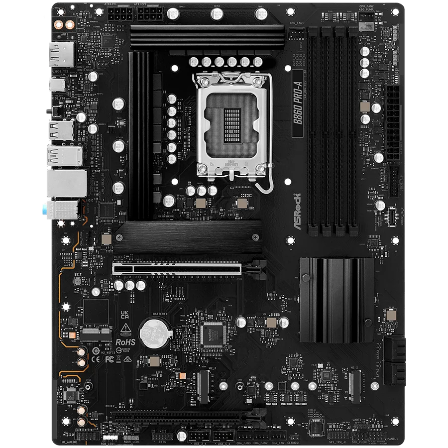 ASROCK MB Desktop B860 PRO-A, S.1851, 4x DDR5, 1x PCIe 5.0 x16, 1x PCIe 4.0 x4, 1x Blazing M.2, 2x Hyper M.2, 4x SATA3, 2x USB-C, 8x USB 3.2, 6x USB 2.0, 1x HDMI, 1x DP, 1x RJ-45 2.5 GB Lan, ATX, 90-MXBRN0-A0UAYZ