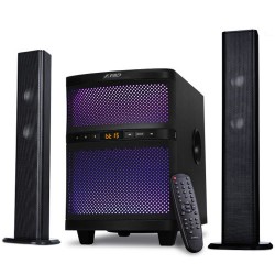 F&D T-200X 2.1 TV Speakers, 70W RMS (17.5Wx2+35W), 2x2   Satellites (soundbar design) + 8   Subwoofer, BT 5.0/AUX/USB/FM/Multi-color LED/LED Display/Remote control/Wooden/Black
