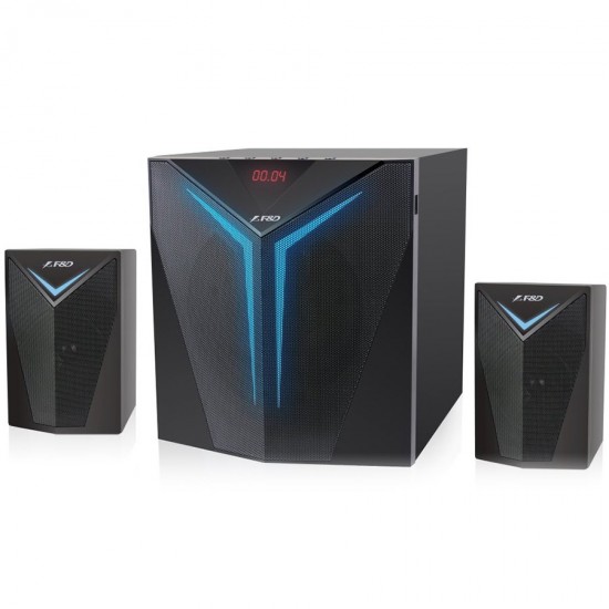 F&D F560X 2.1 Multimedia Speakers, 56W RMS (14Wx2+28W), 2x4   Satellites + 6.5   Subwoofer, BT 4.0/NFC/AUX/USB/FM/Multi-color LED/LED Display/Remote Control/Wooden/Black