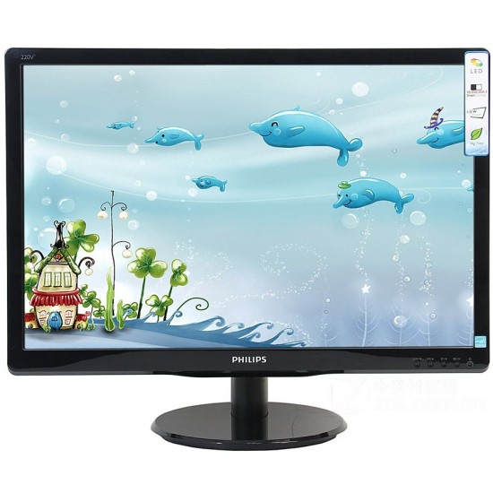 Monitor LED Philips 193V5LSB2/10, V-line, 18.5   1366x768@60Hz, 16:9, TN, 5ms, 200nits, Black, 3 Years, VESA100x100/VGA/