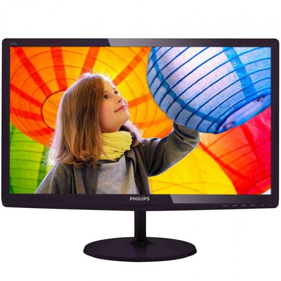PHILIPS Monitor LED E-Line 247E6QDAD (23.6  , ADS-IPS, 16.9, 1920x1080, 5ms, 20M:1, 250 cd/m2, VGA, DVI, HDMI, Speakers) Black cherry, 3y
