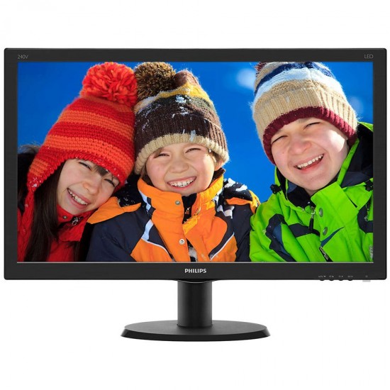 Monitor LED Philips 240V5QDAB/00, V-line, 23.8   1920x1080@60Hz, 16:9, IPS, 5ms, 250nits, Black, 3 Years, VESA100x100/VGA/DVI/HDMI/