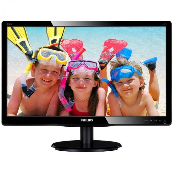 Monitor LED Philips 200V4QSBR/00, V-line, 19.53   1920x1080@60Hz, 16:9, MVA, 8ms, 250nits, Black, 3 Years, VESA100x100/VGA/DVI/