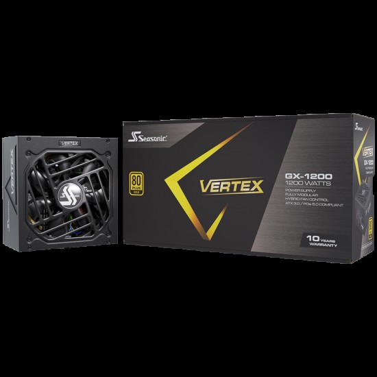 Seasonic VERTEX GX-1200 Gold, ATX 3.0, 80 PLUS GOLD, 135mm FDB Fan, Fully Modular, PCIe Gen 5 Cable (12VHPWR) included, 10 Years Warranty (1VT12GFRT3A14X)