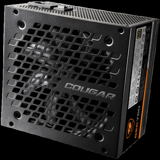 COUGAR GEC 750, 750W, 80 plus Gold, Protection - UVP, OVP, SCP, OPP, OCP, OTP, Connectors: 1x 24-pin MB, 1x 8-pin CPU, 2x PCI-E 8(6+2)-pin, 3x P-ATA, 6x S-ATA, Dimensions: 140 x 150 x 86(mm)