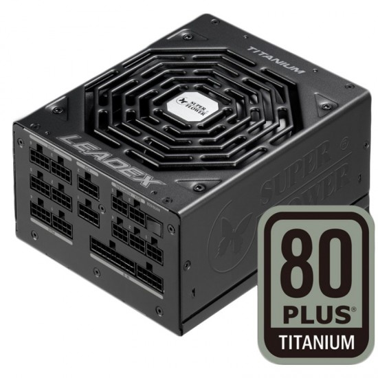 Super Flower Leadex Titanium 1600W, 80 Plus Titanium, Fully Modular, 140mm Dual Ball Bearing Fan, 5 year warranty