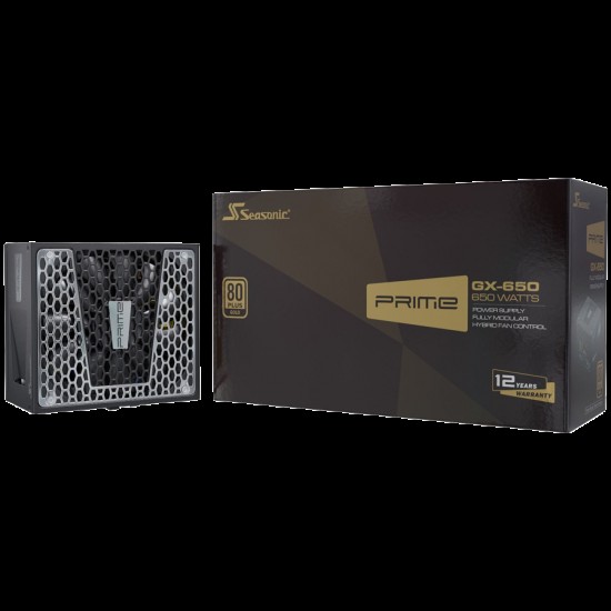 Seasonic Prime GX-650 Gold, 80 PLUS GOLD, 140mm FDB Fan, Fully Modular, 12 Years Warranty, (1GD26GFRT3A39X)