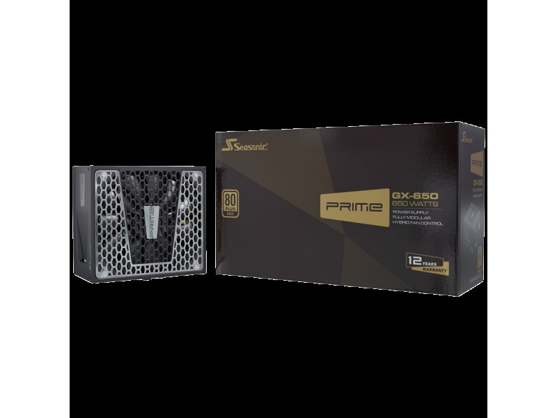 Seasonic Prime GX-650 Gold, 80 PLUS GOLD, 140mm FDB Fan, Fully Modular, 12 Years Warranty, (1GD26GFRT3A39X)