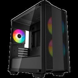 DeepCool CC360 ARGB, Mid Tower, Mini-ITX/Micro-ATX, 1xUSB3.0, 1xUSB2.0, 1xAudio, 3x120mm Pre-Installed ARGB Fans, Tempered Glass, Mesh Panel, Black, R-CC360-BKAPM3-G-1