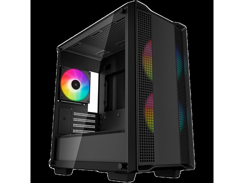 DeepCool CC360 ARGB, Mid Tower, Mini-ITX/Micro-ATX, 1xUSB3.0, 1xUSB2.0, 1xAudio, 3x120mm Pre-Installed ARGB Fans, Tempered Glass, Mesh Panel, Black, R-CC360-BKAPM3-G-1