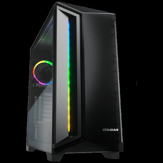COUGAR Dark Blader X7 Black, Mid-Tower, Mini ITX/Micro ATX/ATX/CEB/E-ATX, 220x486x468(mm), USB 3.0 x 2, USB 2.0 x 1, Mic x1/Audio x1, RGB Button, Transparent Left Panel, ARGB VK120 Rear fan x 1 pre-installed, Onboard Lighting System, RGB Sync. w/ M/B