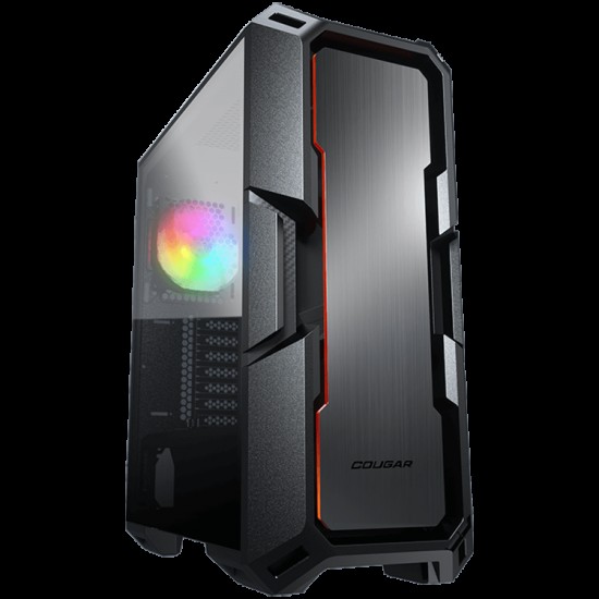 COUGAR MX440-A, Mid-Tower, Mini ITX/Micro ATX/ATX, 215x505x424(mm), Type C 3.1 x 1, USB 3.0 x 2, Mic x 1 / Audio x 1, Reset Button, 4mm Tempered Glass Left Panel, Brushed Metal Front Panel, 120mm ARGB Fan x 1 pre-installed, Maximum Number of Fans: 6
