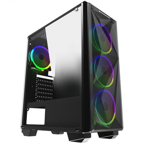 Chassis Beast EN42876, ATX, M-ATX, Mini ITX, USB3.0x1, USB2.0x2, Front Mesh Grill & Left Tempered Glass, CY120 Fansx4 (Fx3 & Rx1)