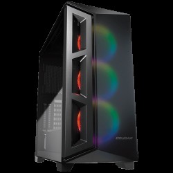 COUGAR Dark Blader X5 RGB, Mid-Tower, Mini ITX/Micro ATX/ATX/CEB/E-ATX, 220x486x468(mm), Type C 3.1x1, USB 3.0x2, Mic x1/Audio x1, RGB Button, 4mm TG Transparent Left Panel, ARGB VK120 Front fans x 3 pre-installed, Onboard Lighting System, RGB Sync