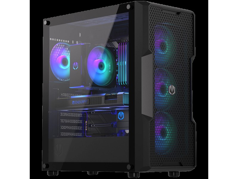 Endorfy Regnum 400 ARGB, Mid-Tower, ATX/mATX/mITX, 2x USB-A (3.1 GEN 1), 1x Audio/1x Mic, 4x STRATUS 120 PWM ARGB fans, ARGB Controller, Tempered Glass, Mesh Front Panel, 472×220×442mm, 3 Year Warranty