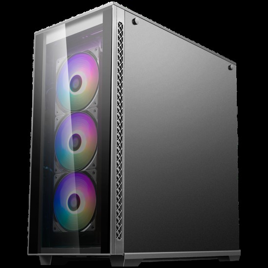 DeepCool MATREXX 70 3F A-RGB Mid Tower Case, E-ATX/ATX/Micro-ATX/Mini-ITX, 2xUSB2.0, 1xUSB3.0, 1xAudio, 1xMic, ABS+SPCC+Tempered Glass, Pre-installed: Front: 3×120mm ADD-RGB Fan Rear: 1×120mm black fan, Mesh Panel, DP-ATX-MATREXX70-BKG0P-3F
