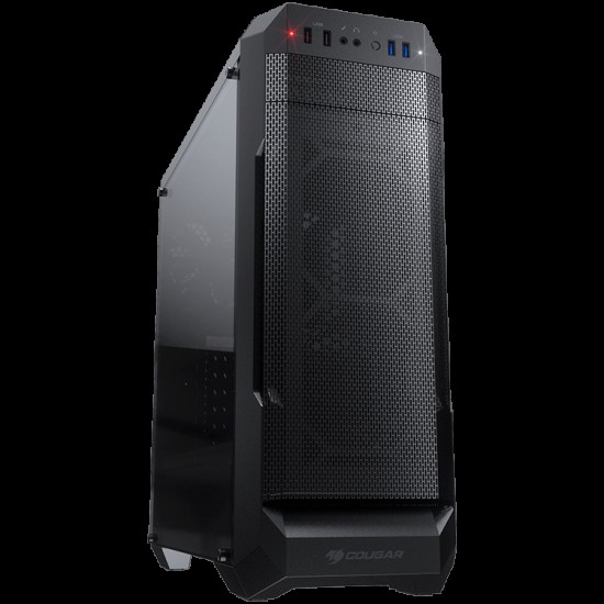 Chassis COUGAR MX331 Mesh, Mid Tower, MiniITX/MicroATX/ATX, 204x481x443(mm), USB 3.0 x 2, USB 2.0 x 2, Mic x 1 / Audio x 1, Reset Button, Mesh Front Panel, 120mm x 1( Black fan x 1 pre-installed), Transparent Left Panel, Maximum Number of Fans: 5 max