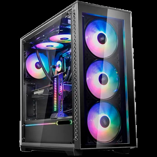 DeepCool MATREXX 70 ADD RGB 3F Mid Tower Case, E-ATX/ATX/Micro ATX/Mini-ITX , 2xUSB2.0, 1xUSB3.0, 1xAudio, 1xMic, ABS+SPCC+Tempered Glass, Pre-installed: Front: 3×120mm ADD-RGB Fan Rear: 1×120mm black fan, Mesh Panel DP-ATX-MATREXX70-BKG0P-3F