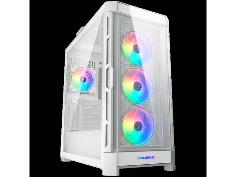 COUGAR DUOFACE PRO RGB White, Mid-Tower, Tempered Glass + Airflow front panels, 4x 120mm ARGB fans, GPU Holder, mITX/mATX/ATX/CEB/E-ATX, 1x Type-C Gen 2, 2x USB 3.0, 1x USB 2.0, Audio/Mic 3.5mm jack, RGB Button, 496x240x465 (mm)