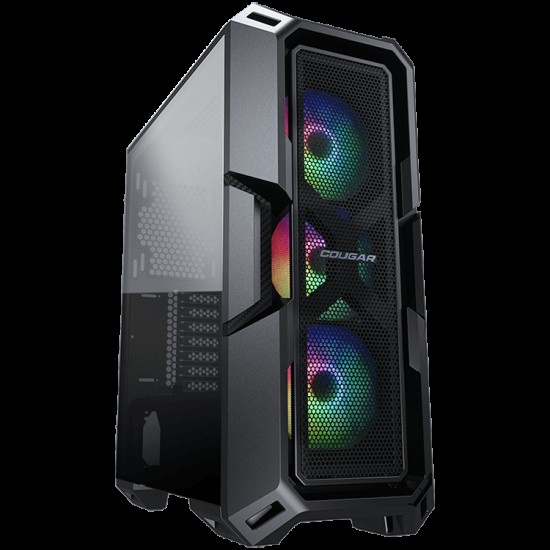 COUGAR MX440 MESH RGB, Mid-Tower, Mini ITX/Micro ATX/ATX, 215x505x424(mm), USB 3.0 x 2, USB 2.0 x 1, Mic x 1 / Audio x 1, RGB Button, 4mm Tempered Glass Left Panel, Mesh Front Panel, 120mm ARGB Fans x 3 pre-installed, Maximum Number of Fans: 6